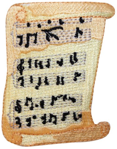 ID 9181 Sheet Music Patch Manuscript Parchment Song Embroidered Iron On Applique