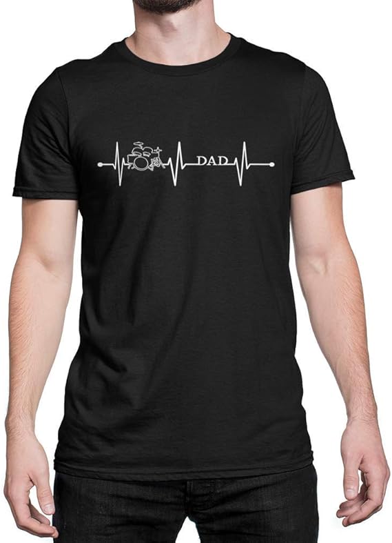 Amazon ドラムお父さんドラマーハートビートギフト音楽ミュージシャン恋人黒tシャツcottonl Tシャツ カットソー 通販
