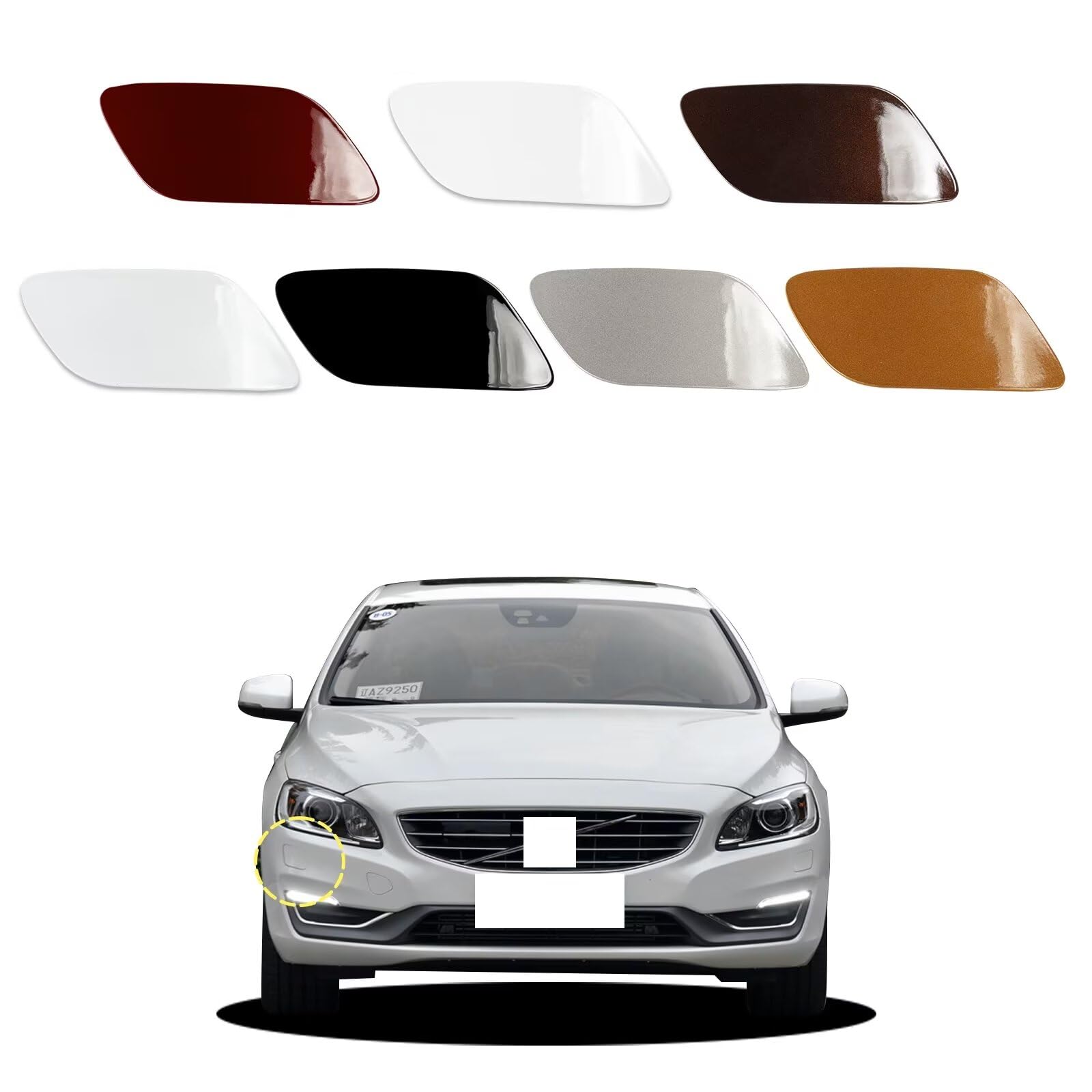 Photo 1 of Goholy Car Front Bumper Headlight Washer Cover Compatible with Volvo S60 2014 2015 2016 Headlight Washer Nozzles Cover 39820312 39820330 Water Spray Cover Unpainted Right Passenger Side
