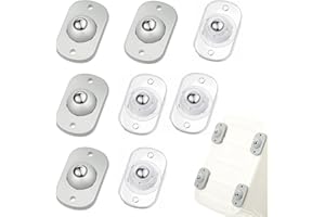 TRVL FIELDER Self Adhesive Mini Caster Wheels, Roller Ball Transfer Bearing, 360° Rotation Universal Wheel, Sticky Pulley for Trash Can, Storage Box, Small Furniture (Grey, Clear - 8 PCS)