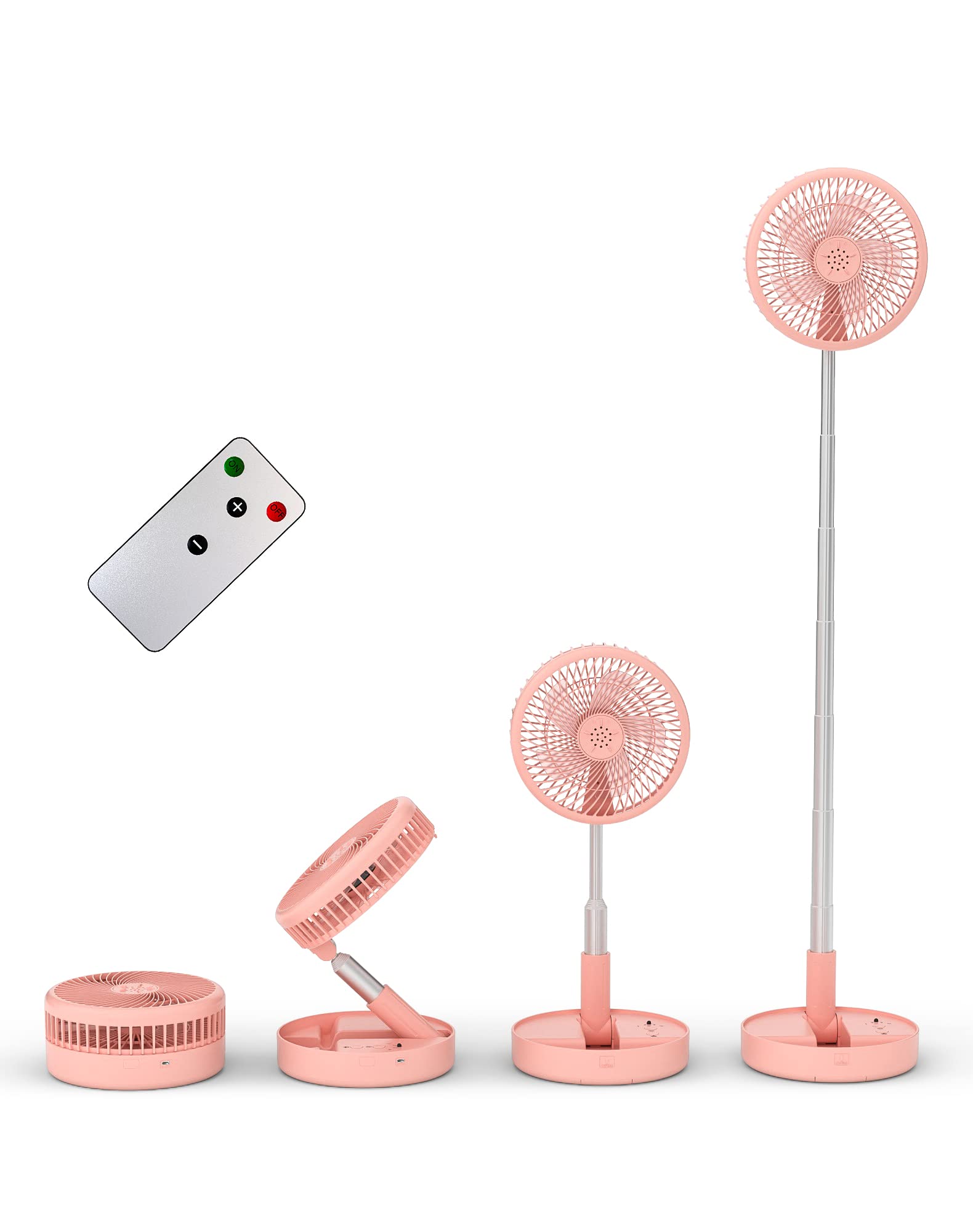 Photo 1 of Primevolve Battery Operated Fan,Portable Rechargeable USB Floor Table Desk Fan, 4 Speed Settings Pedestal Fan for Bedroom Travel,Pink 7.7"