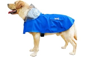 MAMORE Dog Raincoat Hooded, Waterproof Dog Rain Jacket for Large Dogs Lightweight Rain Jacket with Leash Hole for Small to 4X-Large Dogs(Blue, 3X-Large)