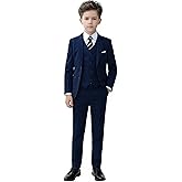 YuanLu Boys Suit for Kids Tuxedo Wedding Ring Bearer Outfit, 5 Piece Boy Slim Fit Formal Suits with Adjustable Waist