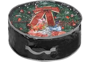 ProPik Wreath Storage Bag 36", Garland Holiday Container with Clear Window Tear Resistant Material for Holiday Featuring Heavy Duty Handles and Transparent Card Slot 36" X 36" X 8" (Black)