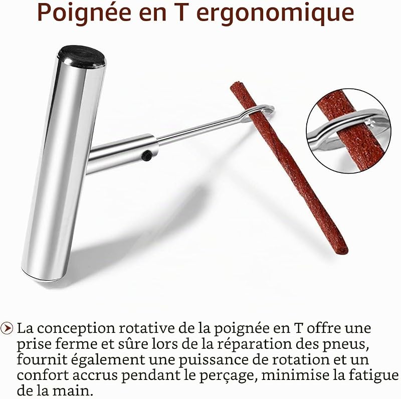 Kit de réparation de Pneu de Voiture 32 pièces - Outil de réparation de crevaison pour Voiture, Moto, Tracteur, Camping-Car