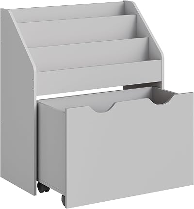 SONGMICS Kids Bookshelf and Toy Organiser Dove Grey GKR041G10