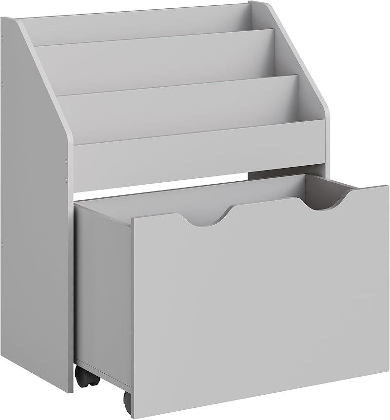 SONGMICS Kids Bookshelf and Toy Organiser Dove Grey GKR041G10