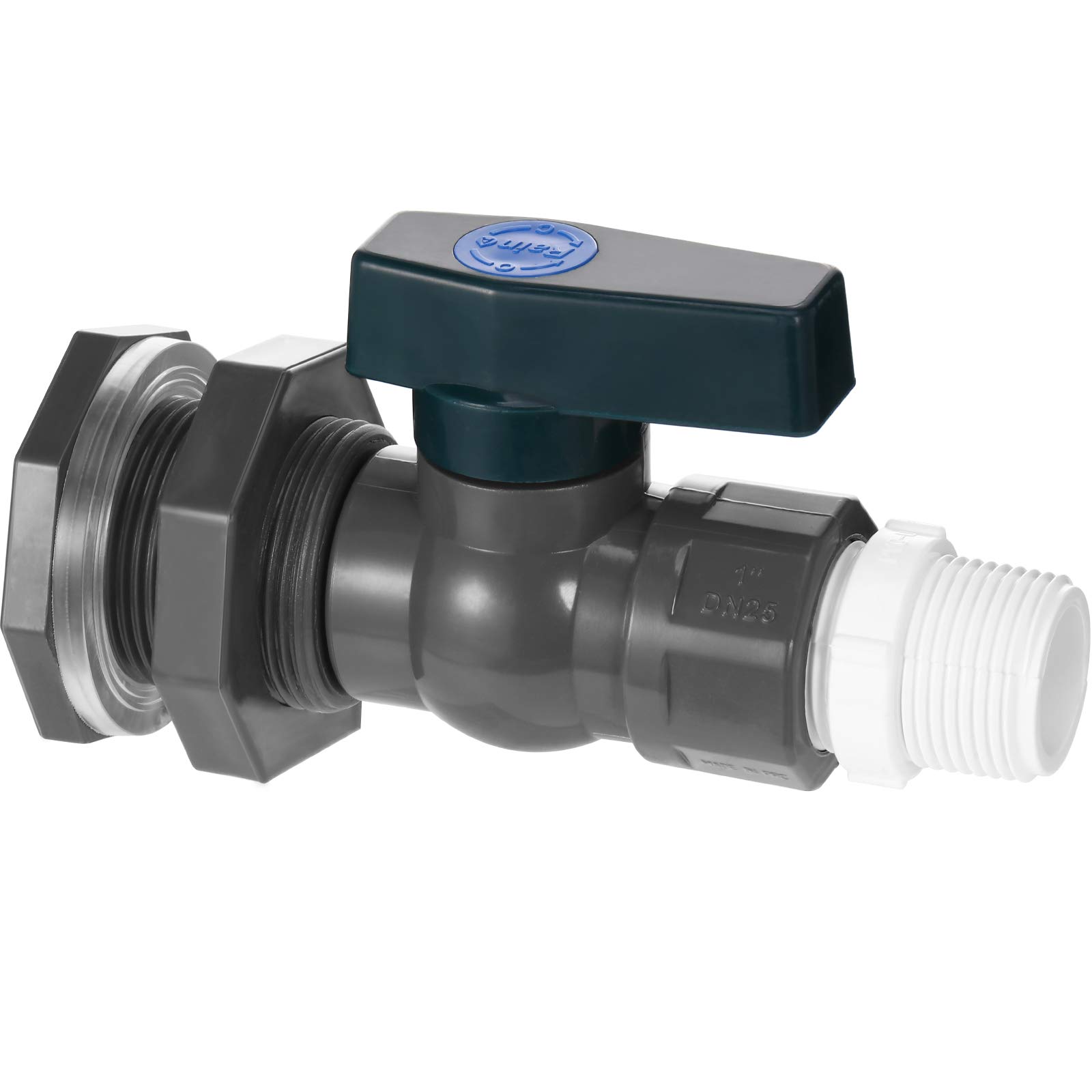 Photo 1 of PVC Spigot Faucet Kit PVC Rain Barrel Valve with Bulkhead Fitting and Hose Adapter, Rain Barrel Kit for Aquariums Water Tanks Pools(1 Inch,Gray with Green)