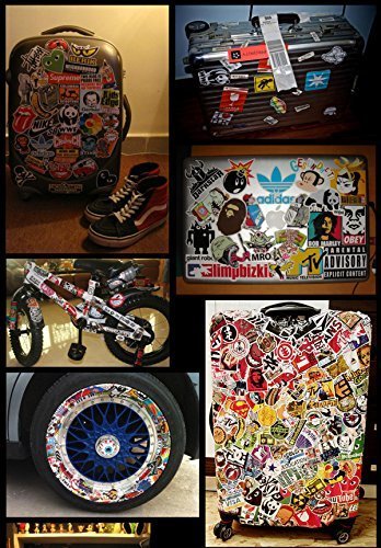 image for NAVAdeal 100pcs Assorted Kids Friendly Waterproof Vinyl Stickers, Perf