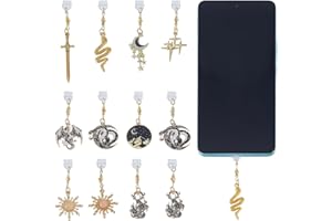CRAFTYMELODY 12Pcs 12 Styles Dragon Phone Dust Plugs Mobile Dustproof Plugs Kindles Dust Plug Charms Gothic Style Dragon Sun 