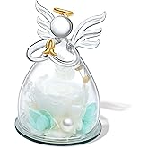SITUMEIZI Valentines Day Rose Gifts for Her,Birthday Gifts for Women Mom,Preserved Rose in Glass Angel Figurine,Angel Mothers Day Rose Gift for Mom Grandma,White Gifts Flowers Anniversary Valentines