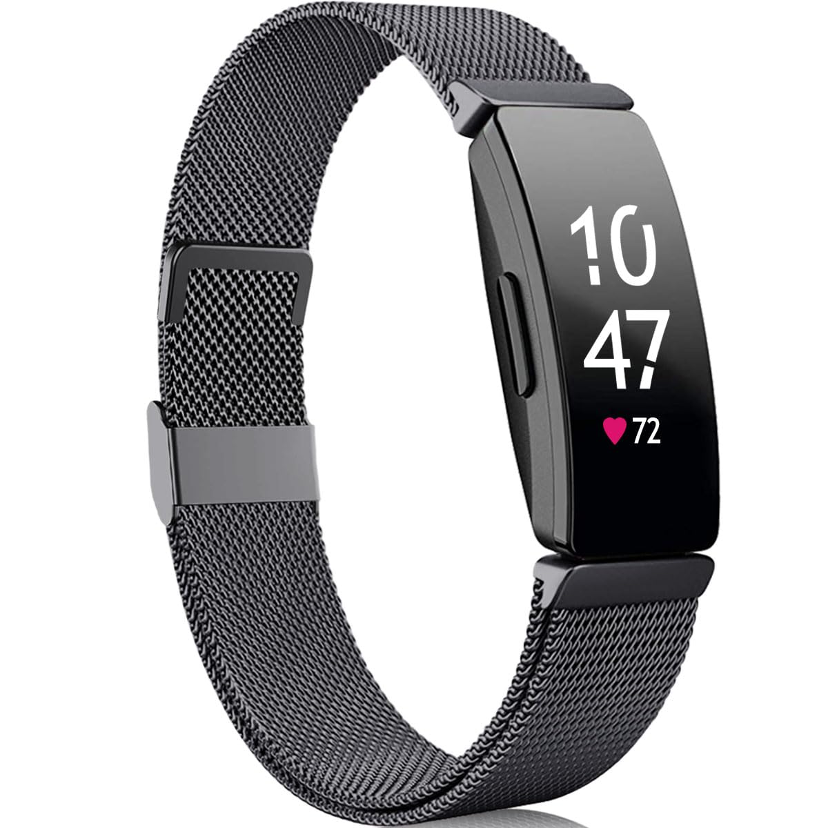 Faliogo Compatible with Fitbit Inspire Strap/Fitbit Inspire HR Strap/Fitbit Inspire 2 Strap, Stainless Steel Metal Mesh Replacement Wristband Compatible with Fitbit Ace 2,Women Men Large, Dark Grey