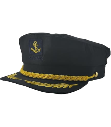 Amazon.com: Deluxe Men's Captain Skipper Yacht Hat, Sizes 57-60 CM