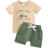 Yvowming 0-4T Toddler Baby Boy Clothes Kids Summer Truck Print T Shirt Short Set with Pockets