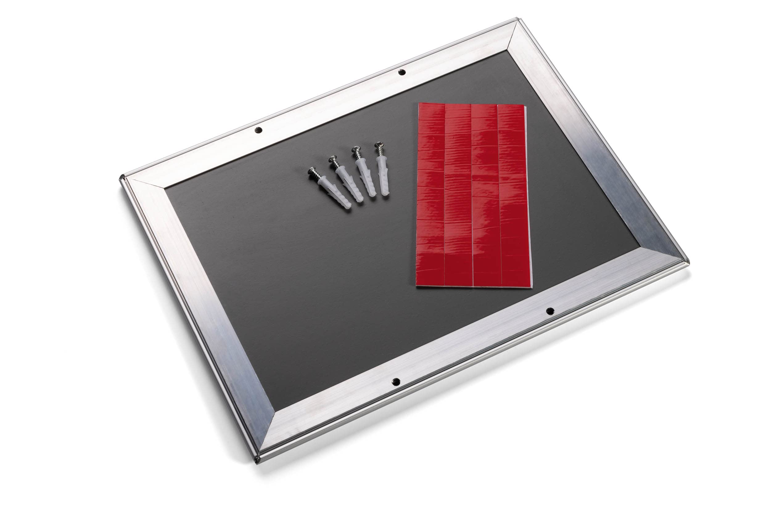 Durable Klapprahmen Aluminium A4, selbstklebend + Schraubenset, 1 Stück, silber eloxiert, 479623 3