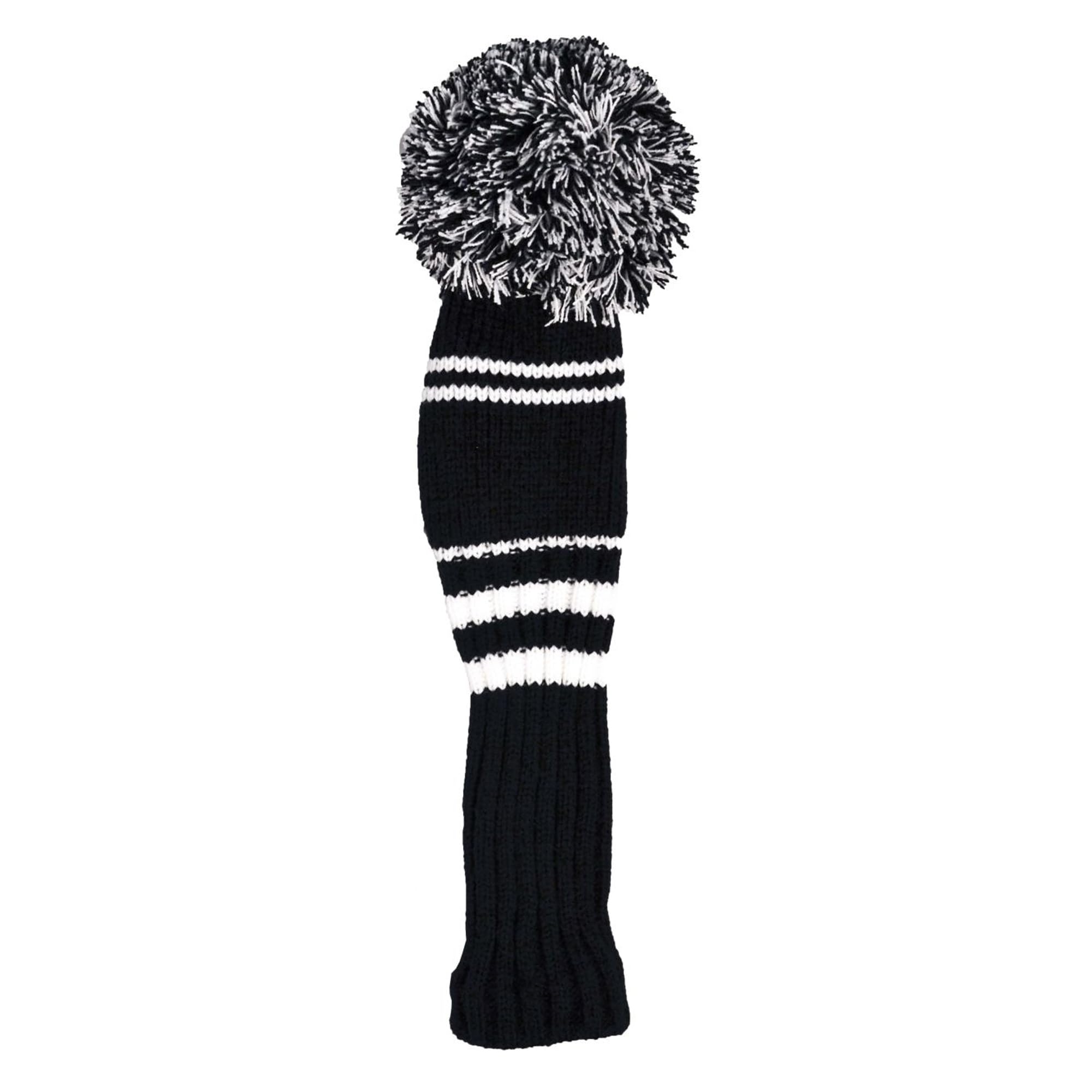 Longridge Fairway Pom Pom Golf Head Cover - White/Black, WCNOPPFW