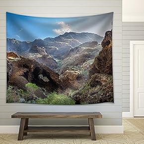 Masca Rocky Canyon, Tenerife - Fabric Wall Tapestry Home Decor - 51x60 inches
