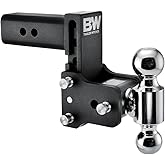 B&amp;W Trailer Hitches Tow &amp; Stow Adjustable Trailer Hitch Ball Mount - Fits 2.5" Receiver, Dual Ball (2" x 2-5/16"), 5" Drop, 18,000 GTW - TS20037B