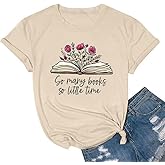 Book Lovers Women's Funny Wildflowers Reading Shirt - Cute Book Lover Bookworm Teacher Short Sleeve Tee