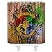 Cool Badge Shower Curtain Classic Movie Magic School Wooden Board Brown Bathroom Curtains 70 x 70 Inches Waterproof Fabric Bathroom Include Hooks