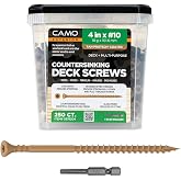 CAMO 4" X #10 - Tan Countersinking Wood Deck Screw, Star Drive, 250 Count | (0376200), (2) T-25 Star Drive Included, ACQ Rated Star Drive Flat Head, For Premium Finsh on Wood Deck Boards