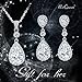 EleQueen 925 Sterling Silver Full Cubic Zirconia Teardrop Bridal Pendant Necklace Dangle Earrings Set Black