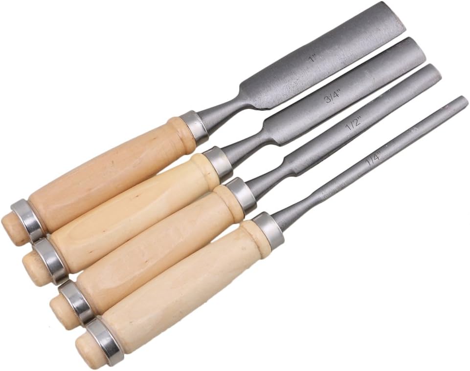 Mxfans Semicircle Wood Chisel Woodworking Carving Chisel Inner Edge Woodworking Gouge for Carpenter Wood Carving Hand Chisel Tool Pack of 4 - Image 3