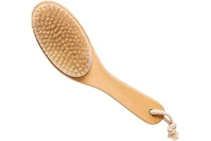 100% Natural Boar Bristle Body Brush with Contoured Wooden Handle by TOUCH ME