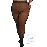 HONENNA Plus Size Fleece Lined Tights, Fake Transparent Curvy Winter Thermal Tights for Women under Dress, medias térmicas