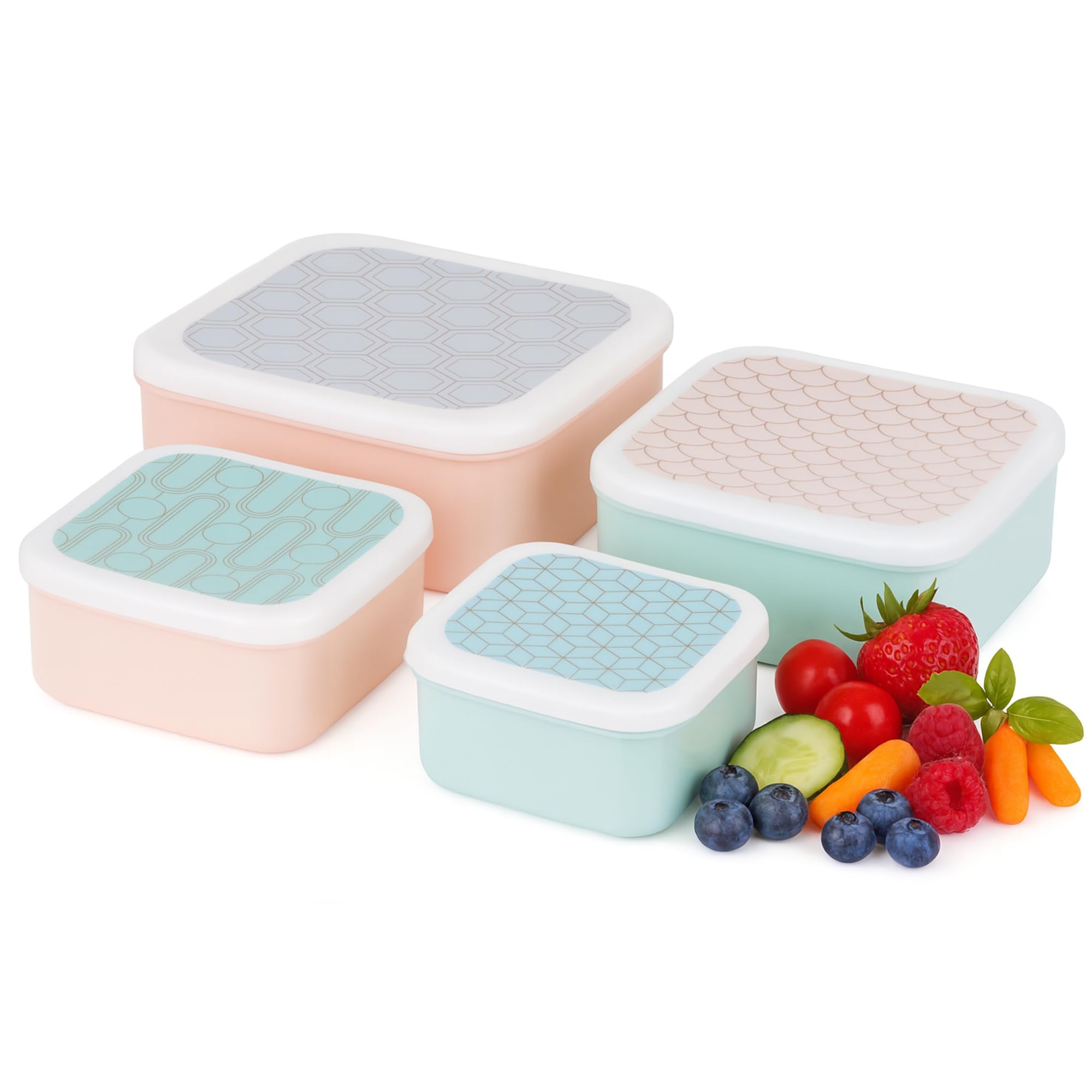 Premier Housewares Lunch Boxes Abstract Themed Snack Boxes for Kids Multi Colored Small Sandwich Box Set of 4