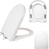 MinSha easy clean Toilet Seat D Shape Seat replacement Quick Release Hinges | quiet close soft close toilet seat 18&rdquo;X14&ldquo;quick release toilet seat top fixing PP Top Fix Installation Adjustable Hinges