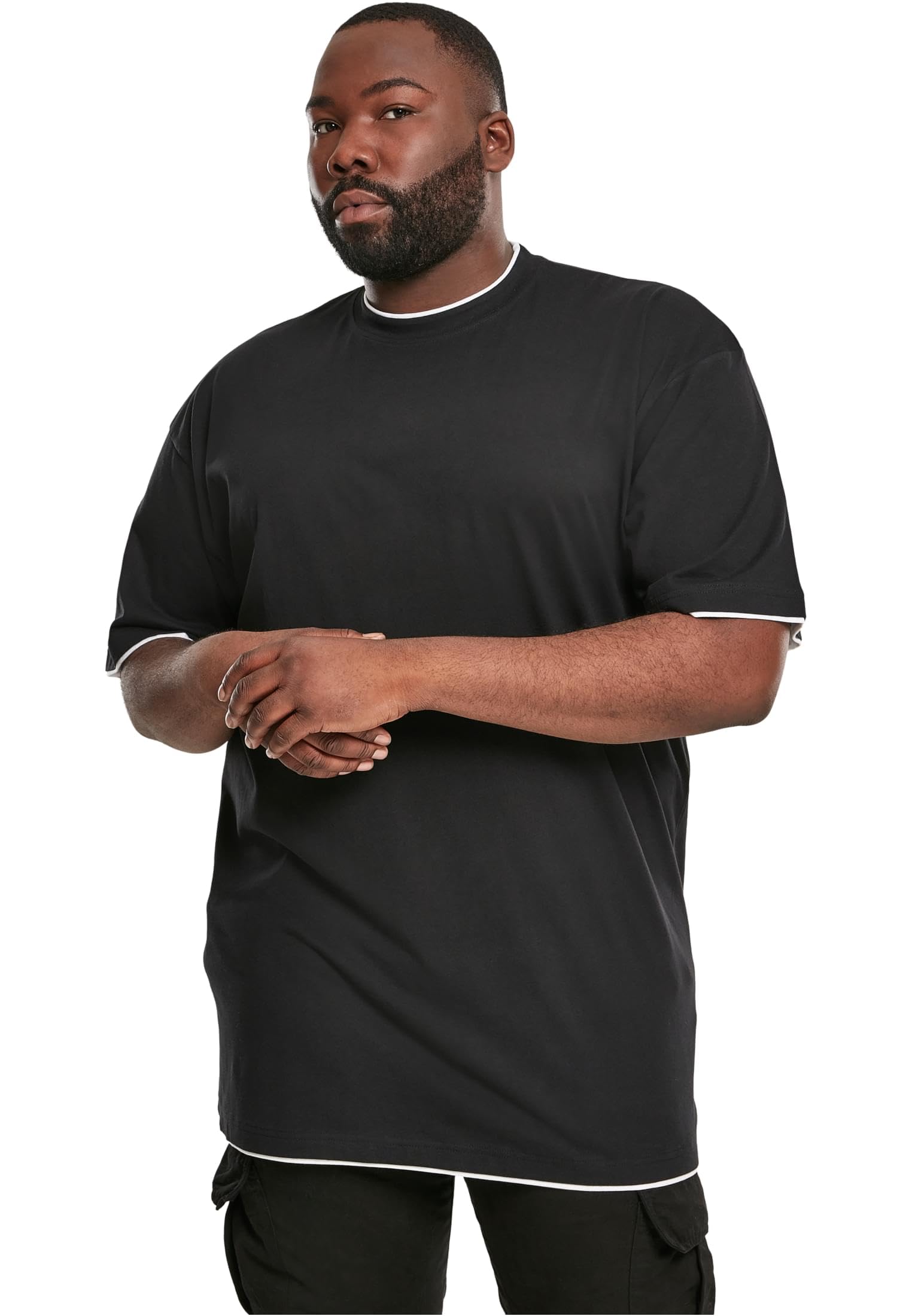 Urban Classics Men's Contrast Tall Tee T Shirt, Blk/Wht, M UK