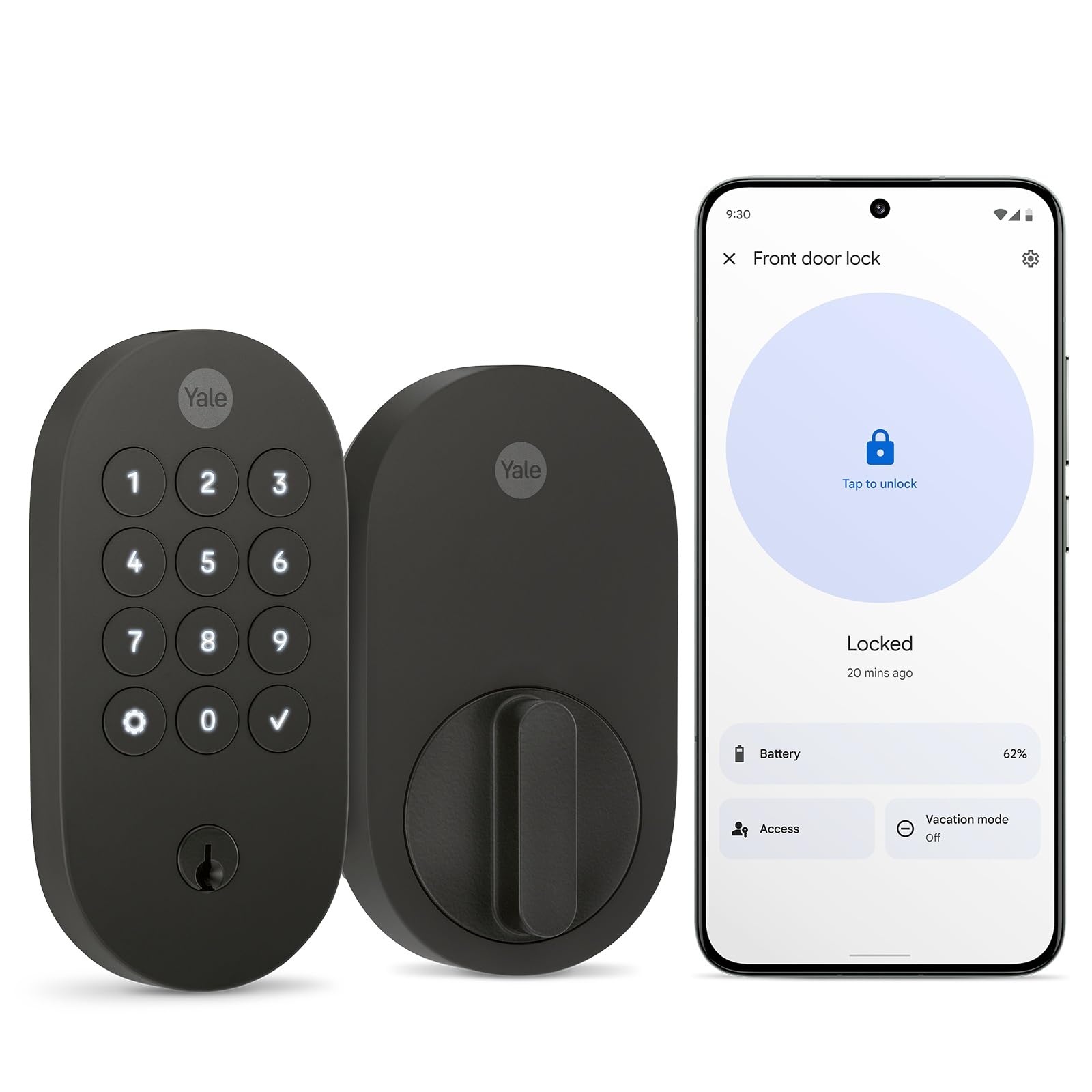 Photo 1 of Yale Matte Black Keyed Deadbolt Smart Lock with Google Matter, YRD510-MT1-BLK
