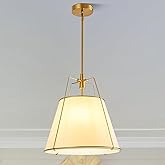 ZVXREZLD Modern Pendant Light Fixtures with 16" Off-White Linen Fabric Shade, Adjustable Hanging Light Fixture,3-Light Drum G