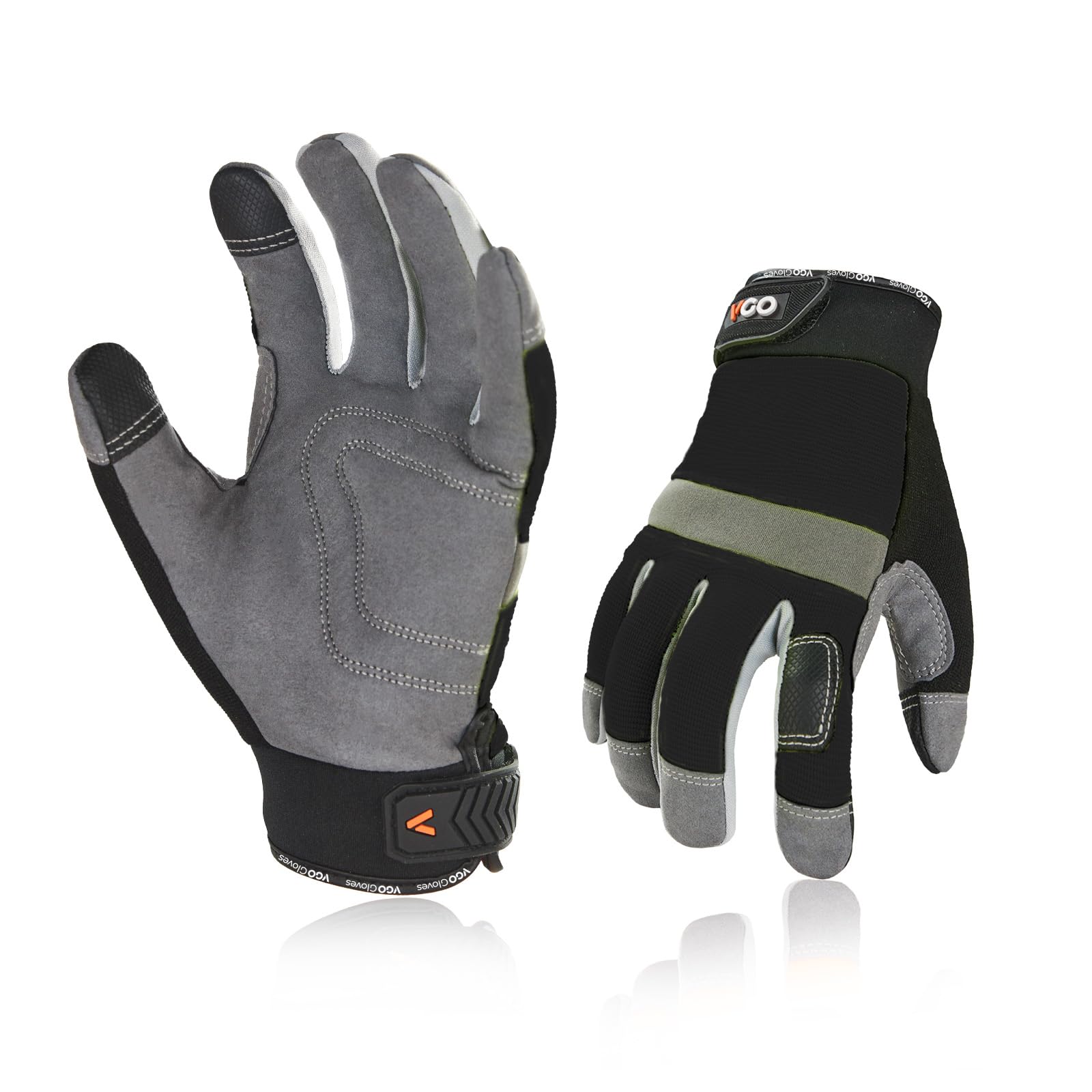 Vgo... Safety Work Gloves Touchscreen, Utility Working Gloves for Garden Assemble Mechanic Warehouse Golves Multi Purpose Light&Medium Duty(SL7584,Black,M,1Pair)