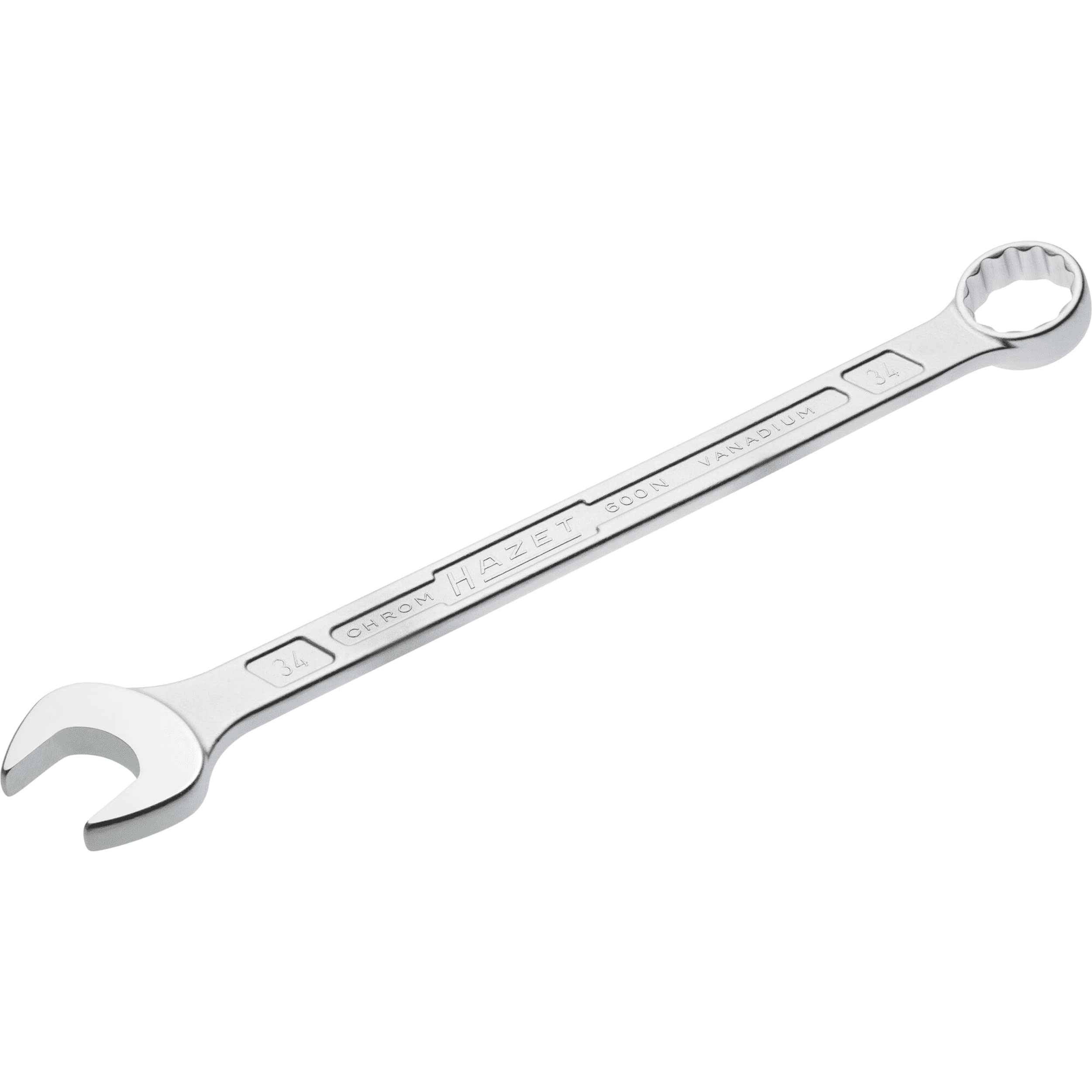 HAZET 600N-34 432 mm 12-Point Traction Profile Polished Head Combination Wrench - Chrome-Plated