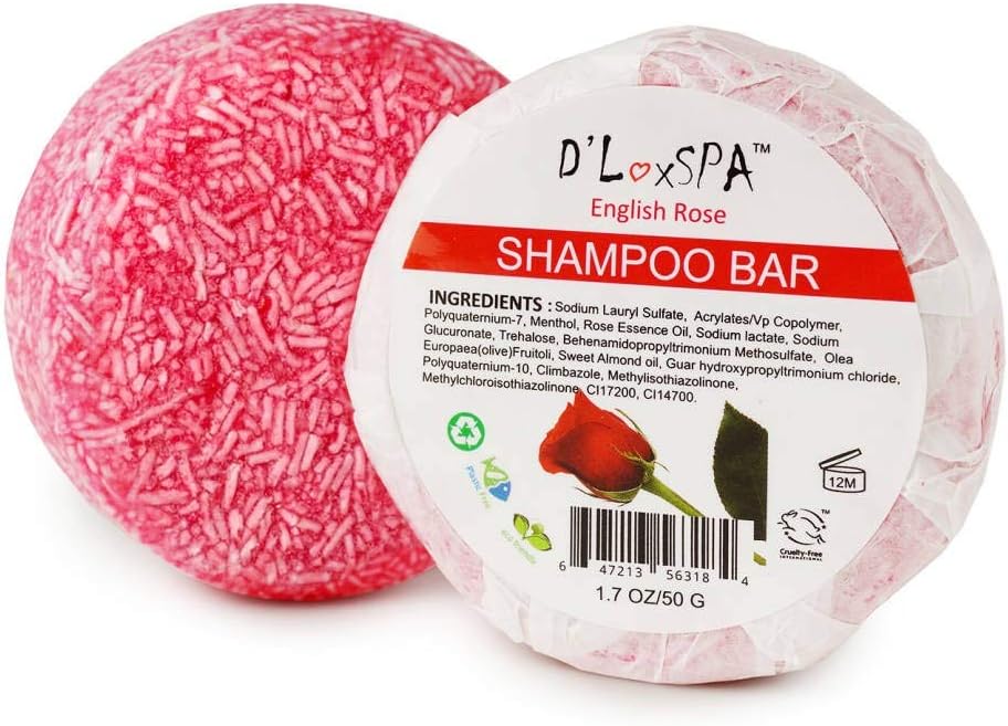 DLuxSpa Rose Solid Shampoo Bar for Hair - Travel Hair Bar Soap - ECO-Friendly No Plastic and Zero Waste Hair Shampoo Bar 1.7oz (RS)