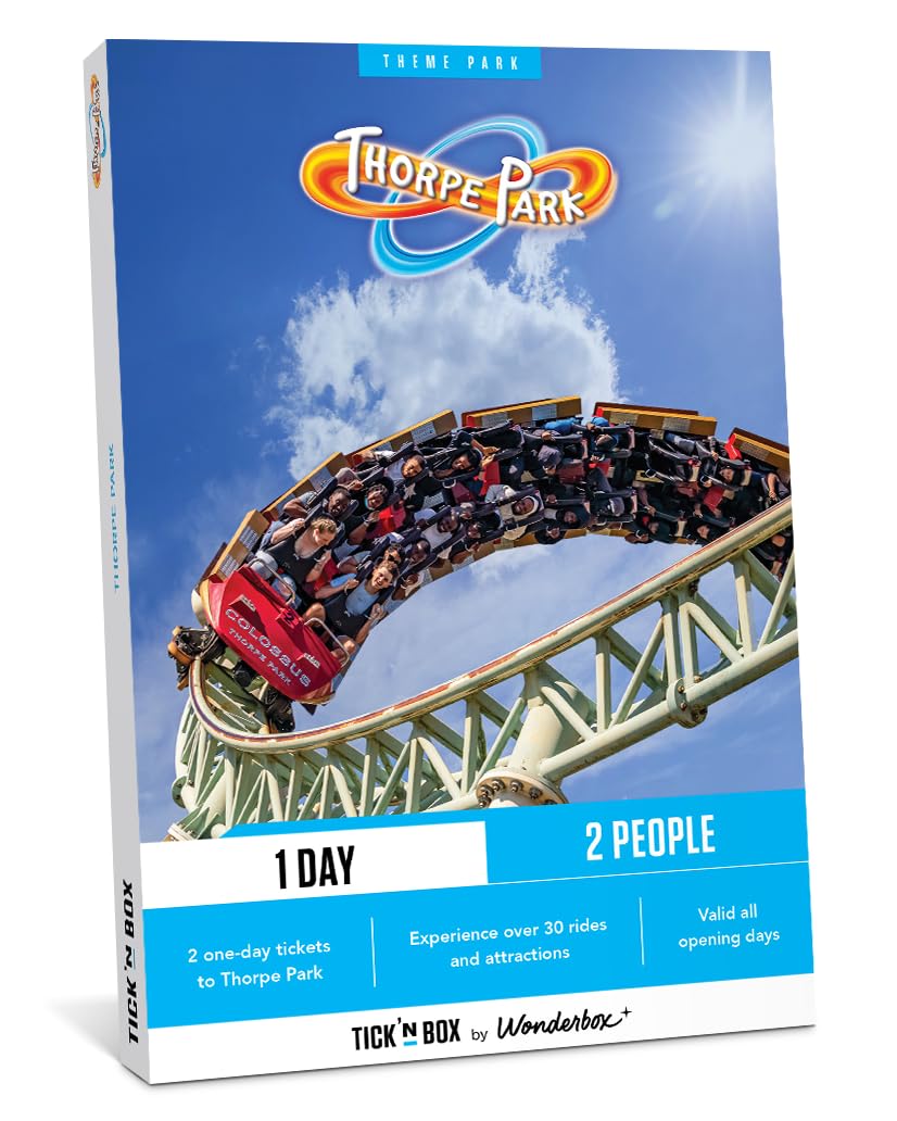 Tick&Box - Gift Box - Thorpe Park - Visit UK's Most Thrilling Theme Park - 1 Day Entry for 2 - Unique Idea - Valid for 2 years