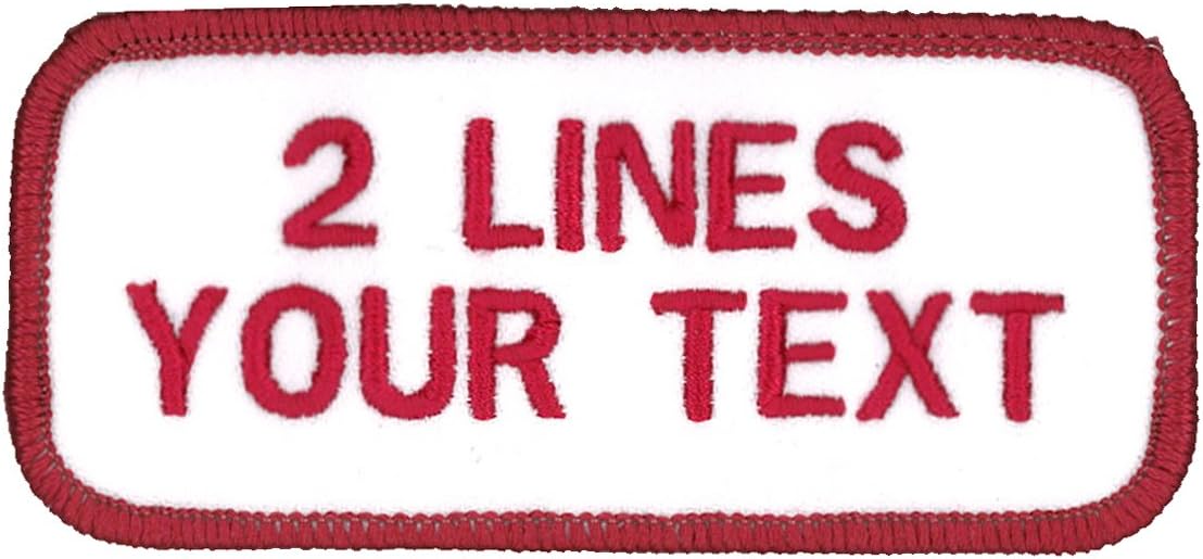 2 Line Name Patch Uniform-Work Shirt Personalized Embroidered White-Red Border
