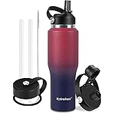 40oz Water Bottles Insulated with Straw,Leak Proof Water Bottles Fit in Car Cup Holder，Mens Water Bottle Stainless Steel for Gym,Hiking,Travel，Sport,Bpa free