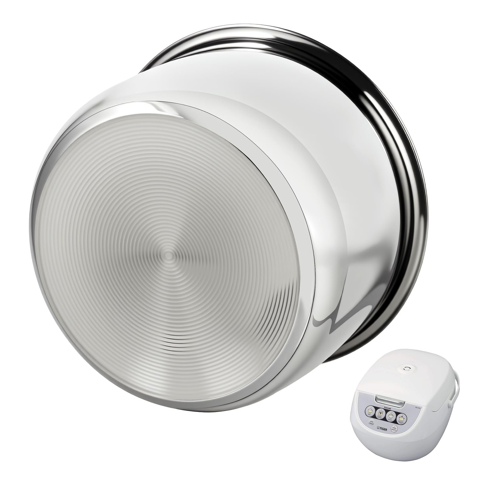 Photo 1 of 5.5 Cup Rice Cooker Inner Pot Compatible with Tiger JBV-A10U, Non-Stick 304 Stainless Steel Replacement Bowl, Easy to Clean & Dishwasher Safe