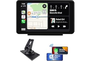 Plimpton 2024 Portable Apple Carplay/Android Auto Screen for Car, 7 Inch IPS Touch Screen Wireless Car Play Driveplay Multimedia Player with Voice Control, BT, FM, Mirror Link for All Vehicle, 10.1