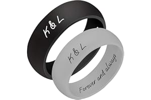 Personalized Silicone Wedding Bands for Couples 8MM Breathable Rubber Rings for Women Men Custom Promise Ring for Couple Engr