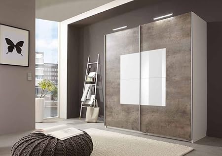 2 Door Wardrobe With Sliding Doors In Alpine White Front And Op