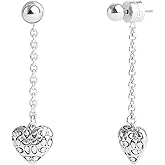 COACH Women's Signature Quilted Heart Front Back Earrings