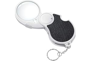 TECHSHARE Magnifying Glass with Light, Lighted Magnifying Glass, 5X Handheld Pocket Magnifier Small Illuminated Folding Hand Held Lighted Magnifier for Reading Coins Hobby Travel - 45 Mm Diameter