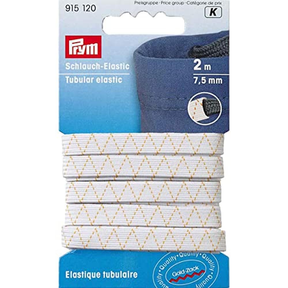 Prym - Prym White (7.5mm, 2m) Tubular Elastic - 1 Unit