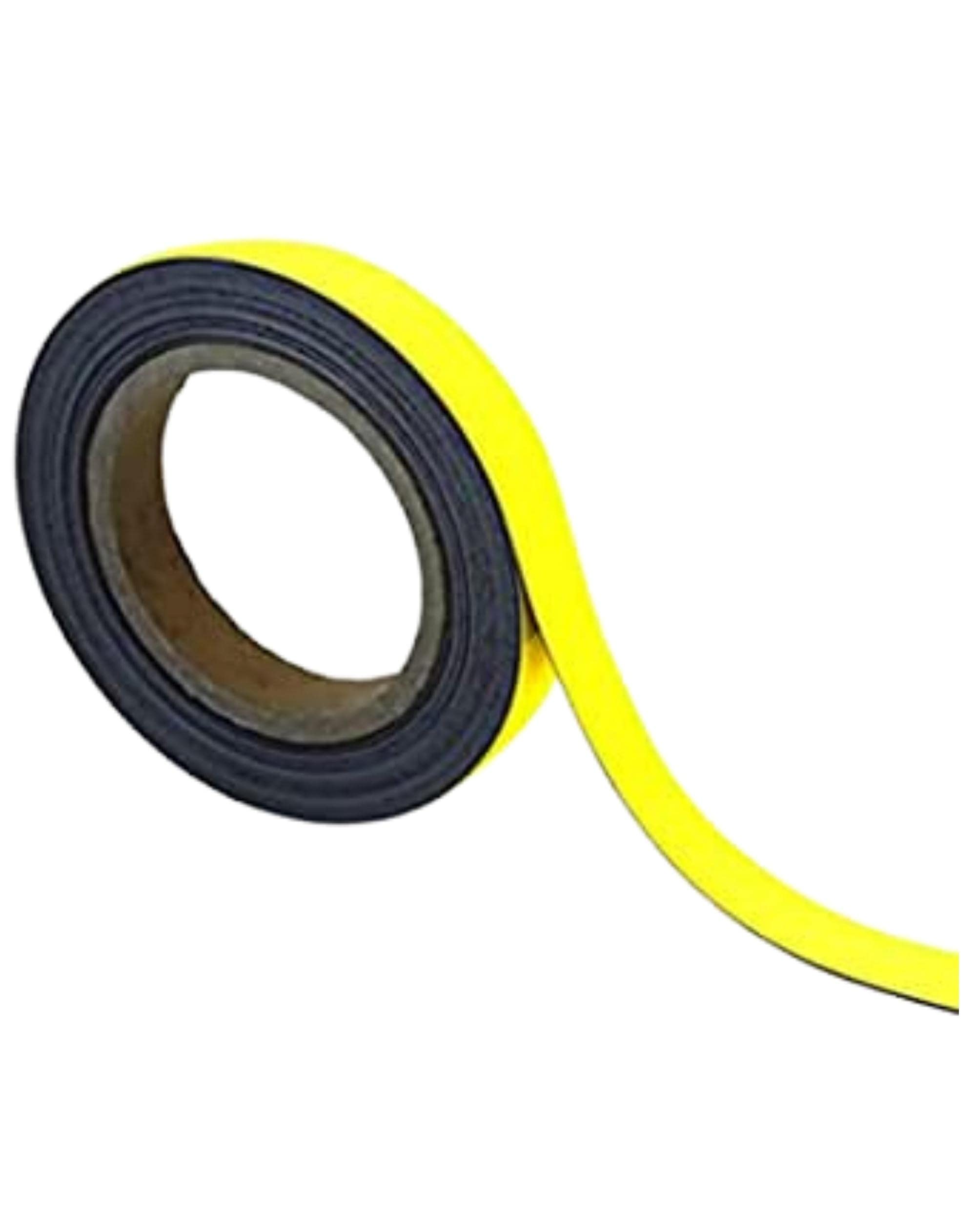 Magnetic Steel Easy-Wipe Tape, Thin & Flexible, Cut to Fit Strip, Magnetic, High Visible Identification. Suitable For All Non-Magnetic Surfaces (Yellow 20mm x 10m)