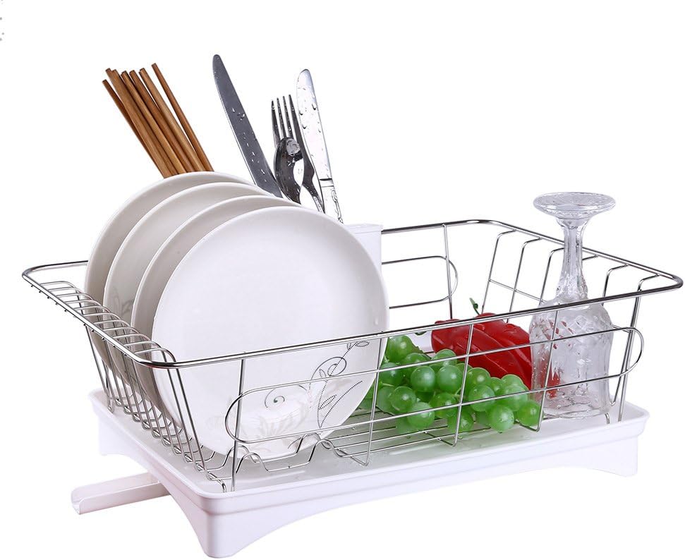Feleph Stainless Steel Dish Drainer with Drip Tray Durable Sink Drainer