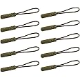 CTZD Durable Cord Zipper Pulls Pull Tab Zipper Replacement for Purses,Backpacks, Luggage, Clothing (Army Green，10 Pack）